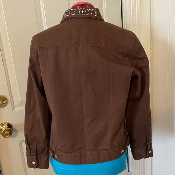 SML Sport Boho Western Studded 100% Cotton Shirt Jacket Women Size L - Picture 5 of 8